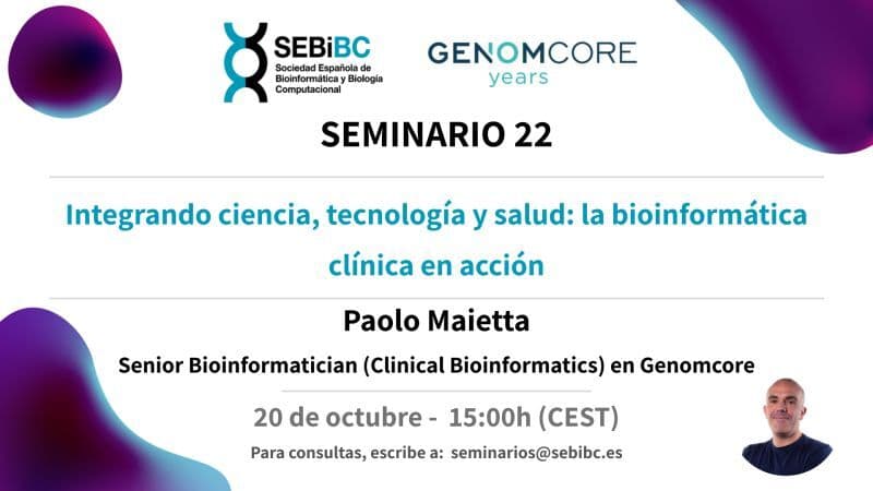 Dr. Paolo Maietta presenting at the Genomcore and SEBiBC webinar on bioinformatics in clinical practice